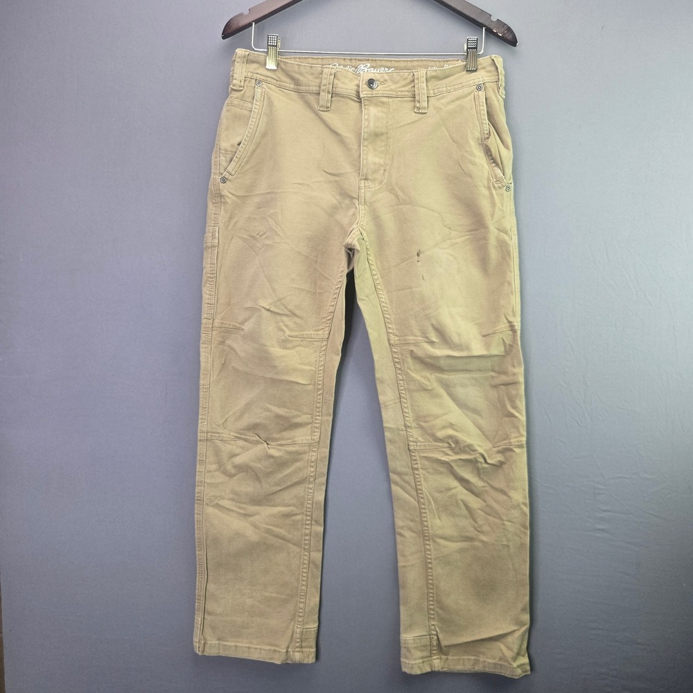 Eddie Bauer Men Utility Pants Relaxed Fit 32x30 Khaki Tan Cotton Stretch Canvas